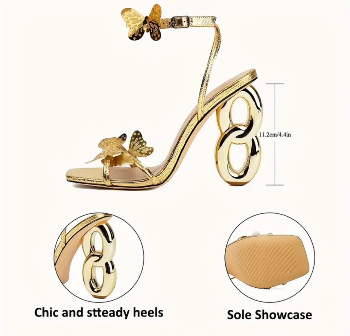 “Golden Butterflies” High Heel Luxury Sandals