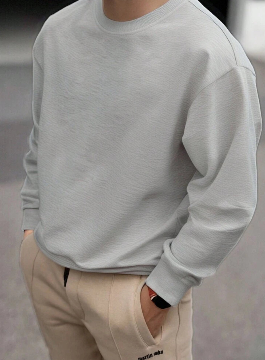 Crew Neck Long Sleeve Sweatshirt, Men's Casual Solid Color, Sugar 🎩 Daddy Collection