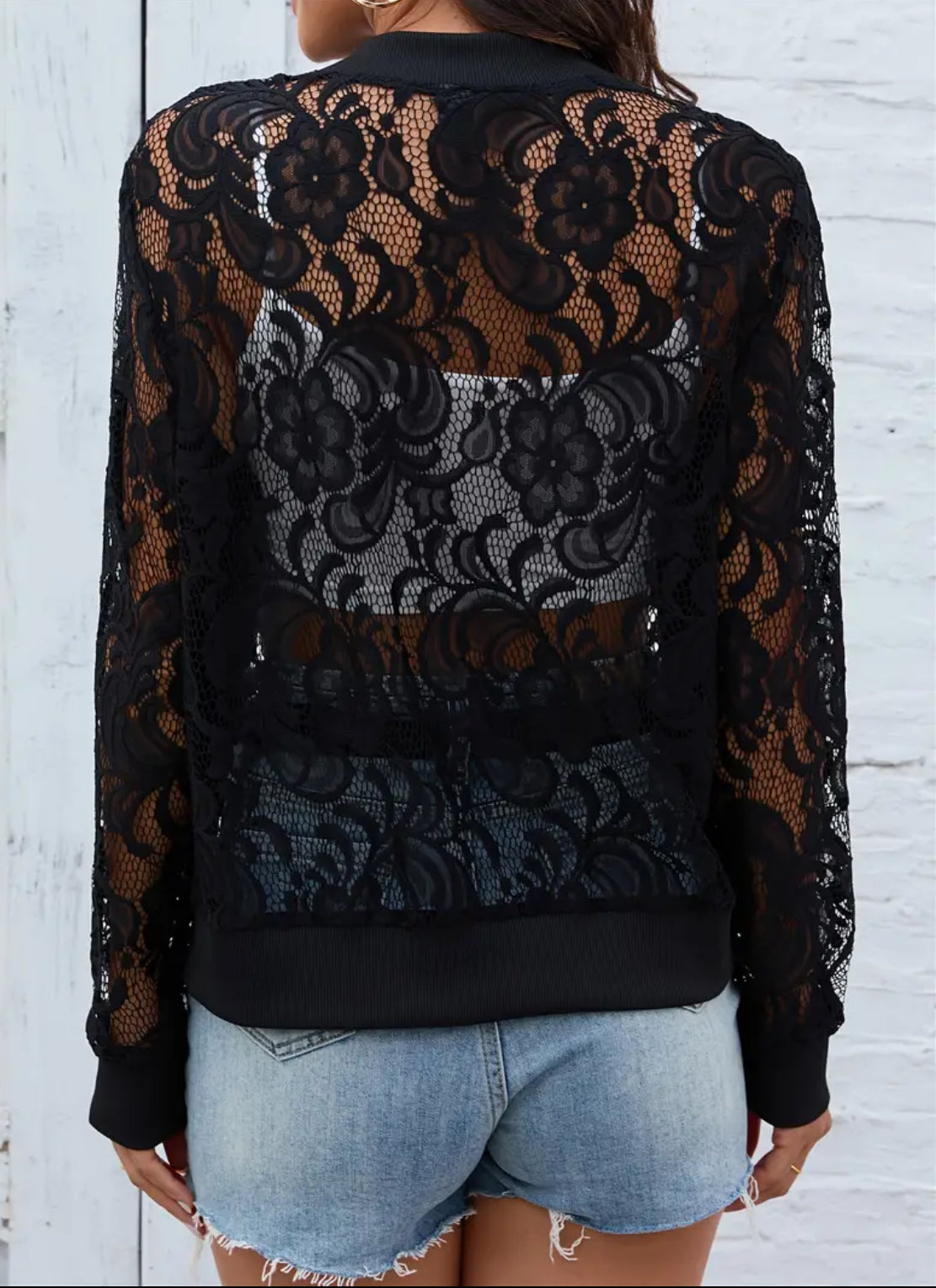 Floral Charm & Lace, Casual Zip Up