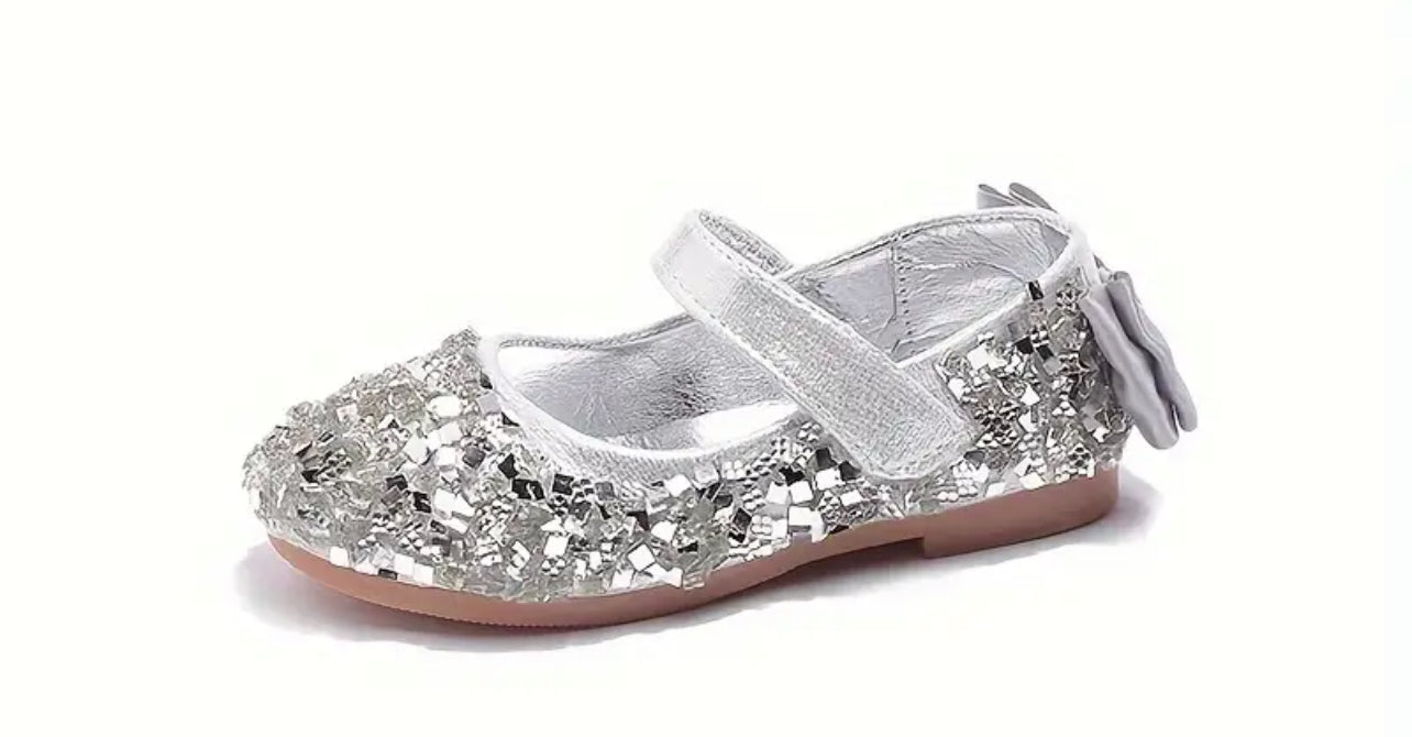 “Crystals” Mary Jane’s With Sequins & Bows, Princess Dress Shoes