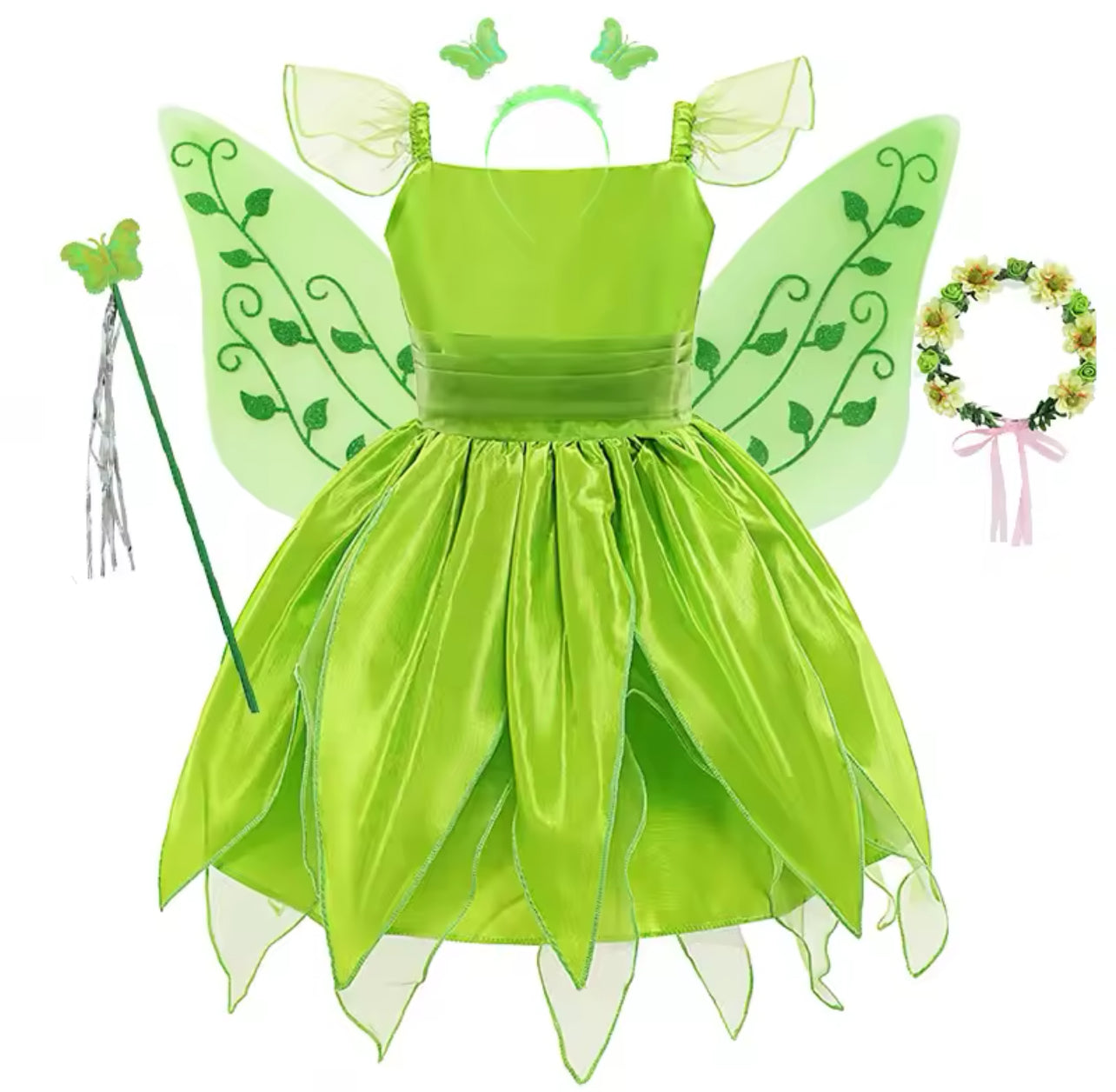 Girls Fairy Tinker Bell Party Costume, Princess Fancy Dresses