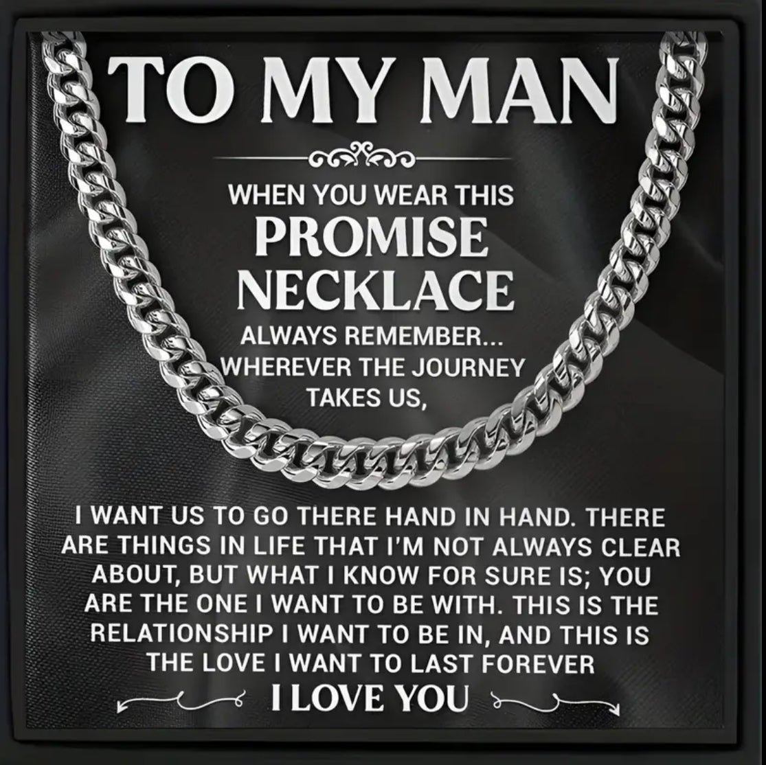 Collar de cadena de eslabones de acero inoxidable "To My Man" + tarjeta y caja