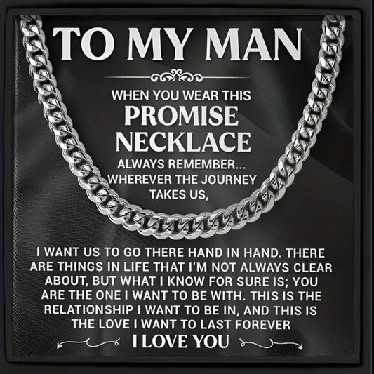 ‘To My Man’ Stainless Steel Link Chain Necklace + Card & Box