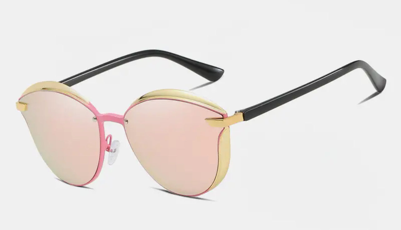 ROYAL HOT Trendy Cat Eye Shaped Polarized Pink Blush, UV Protection Summer Sunglasses