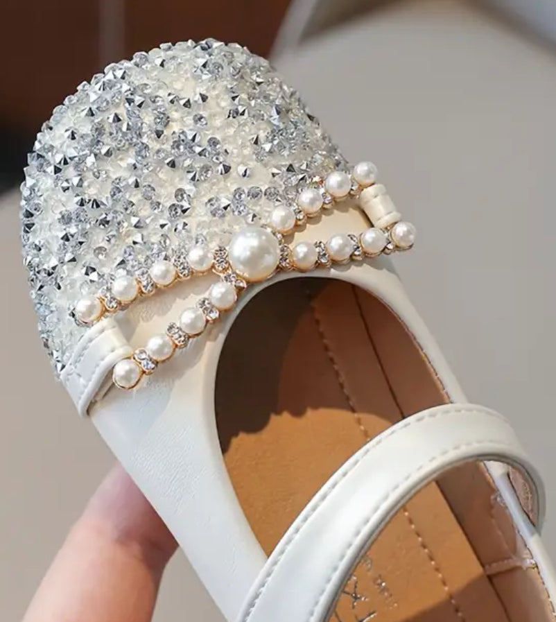 “Trendy Sequin Pearls & Rhinestones” Decor Mary Jane Shoes For Girls,