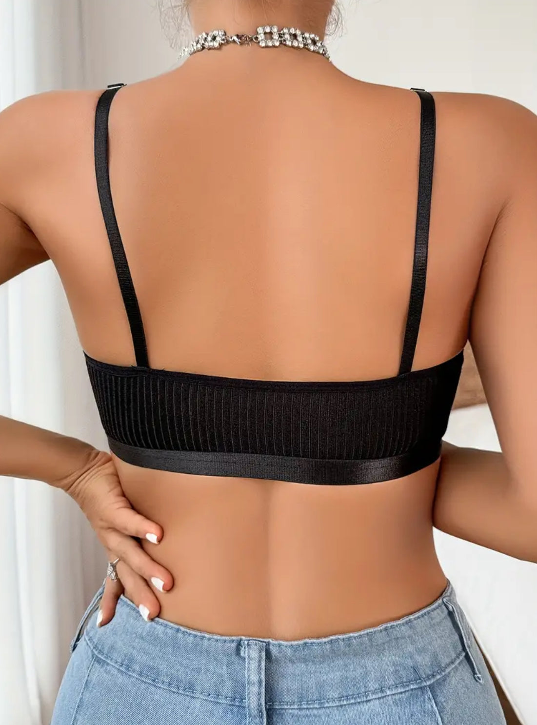 Solid Seamless Ring Linked Straps Design, Women’s Bralette