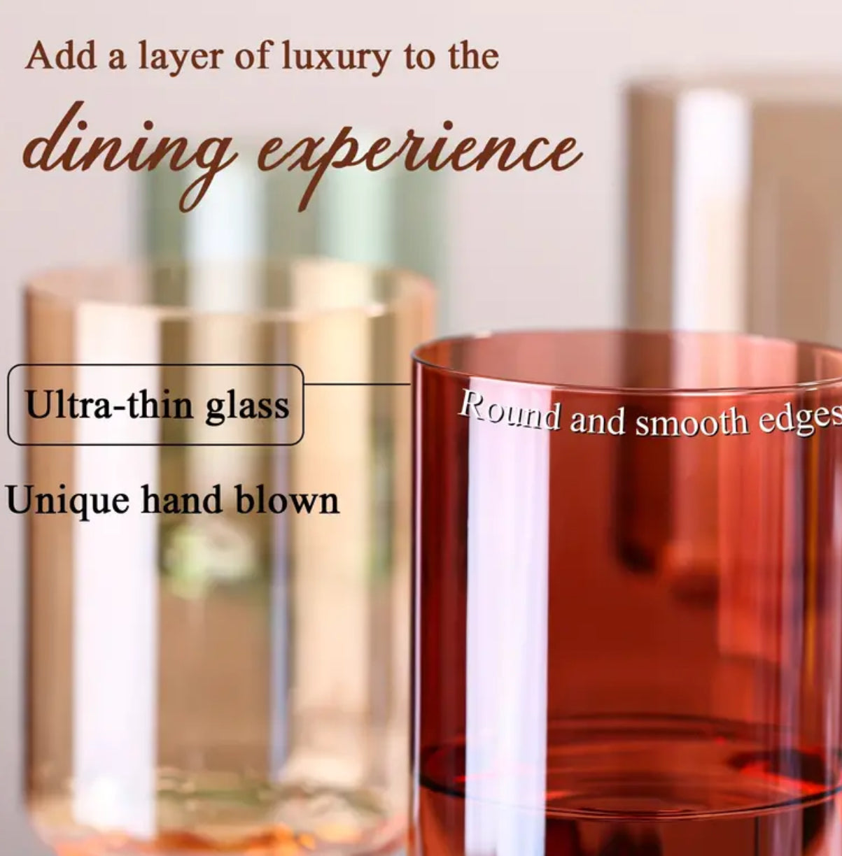 6pcs/set, Colored Square Crystal Wine Glasses, Unique Modern Shape