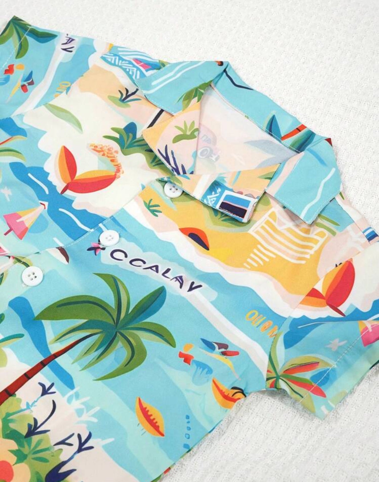 Conjunto de camisa y pantalones cortos con estampado de flores hawaianas para bebé niño