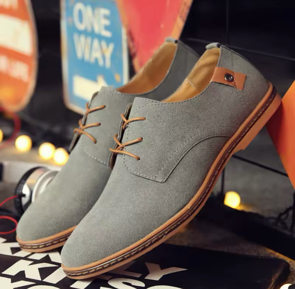 Zapatos de vestir clásicos Oxford de piel de ante para hombre