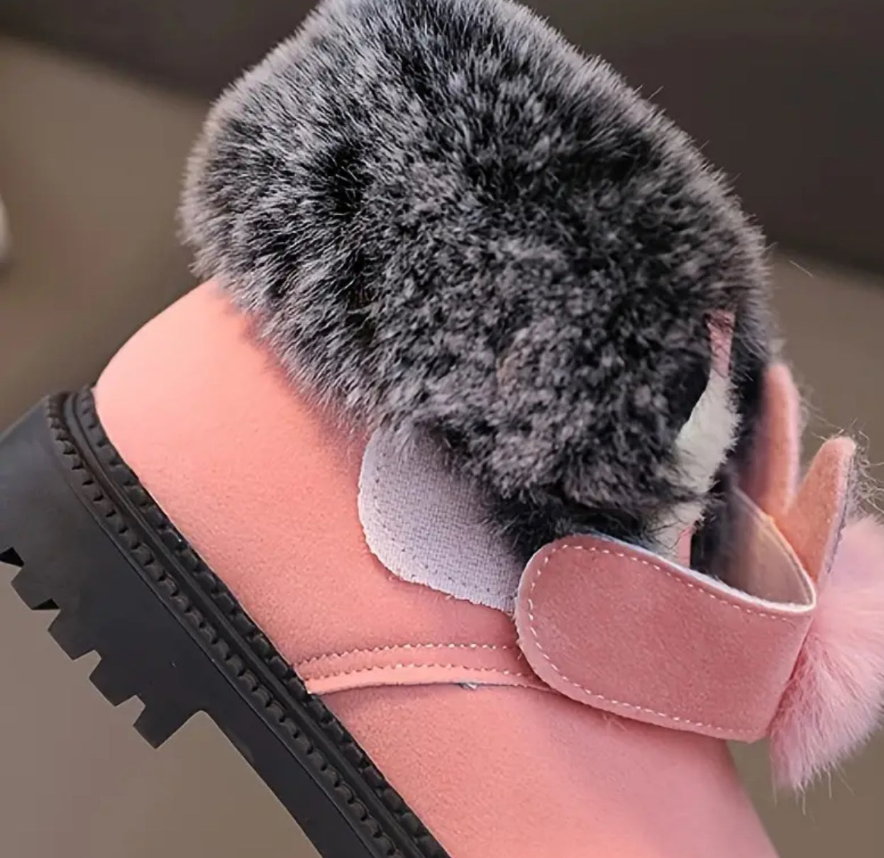 Girls “Bunny Boots” Soft-sole Non Slip Warm Ankle Booties With Fuzzy Lining