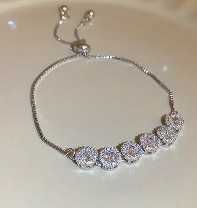 18K Plated Square Zirconia Bracelet Adjustable