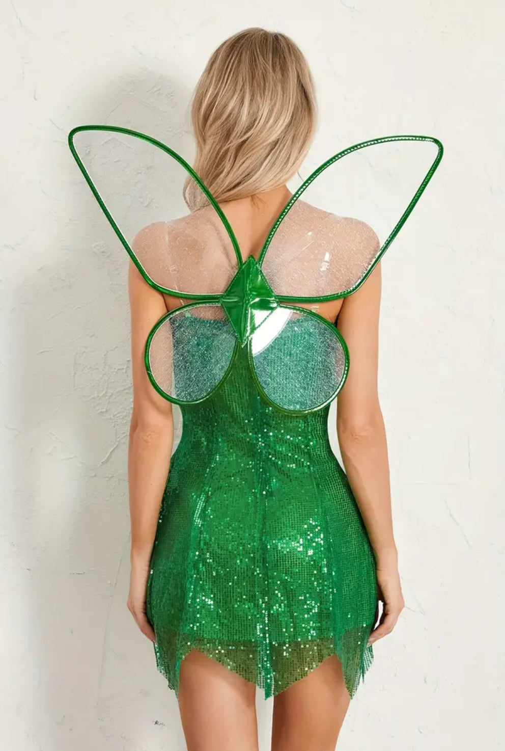 "Tinker Bell" 💚 Kostum zanash, bluzë seksi me temina, fustan i shkurtër me krahë