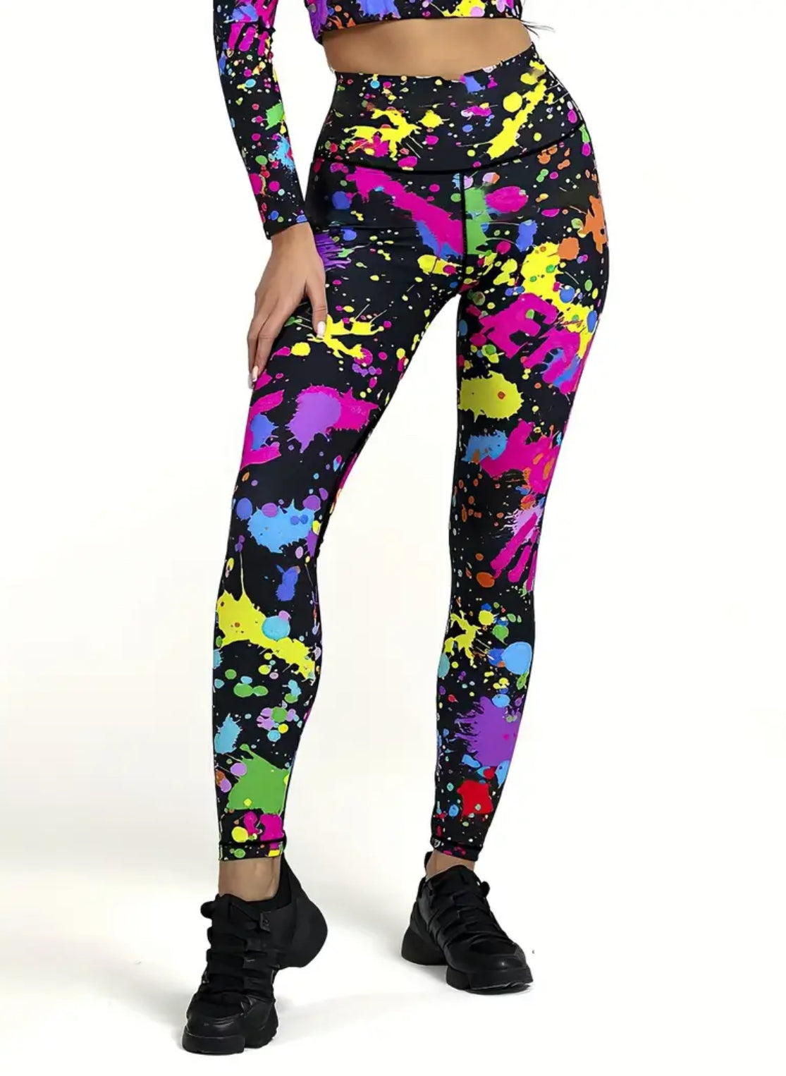 Leggings de yoga con grafiti, control de abdomen de cintura alta, levantamiento de glúteos, pantalones ajustados para correr