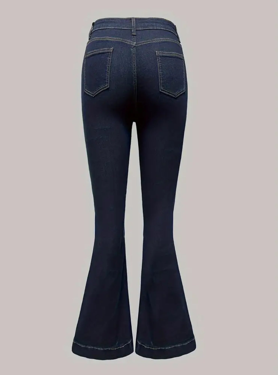 1XL-5XL, “Chic Autumn” Bell Bottom Jeans, Stretchy Mid-Rise Pintuck Flared, Casual Washed Style, High Quality