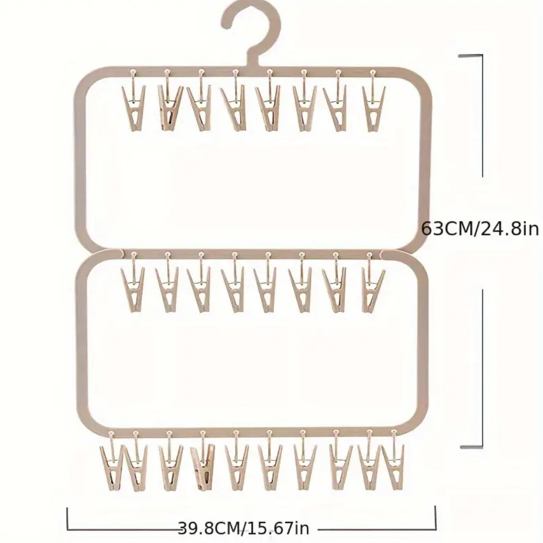 Multi-Clip Hanger for Socks & Underwear Design for Easy Drying and Organization