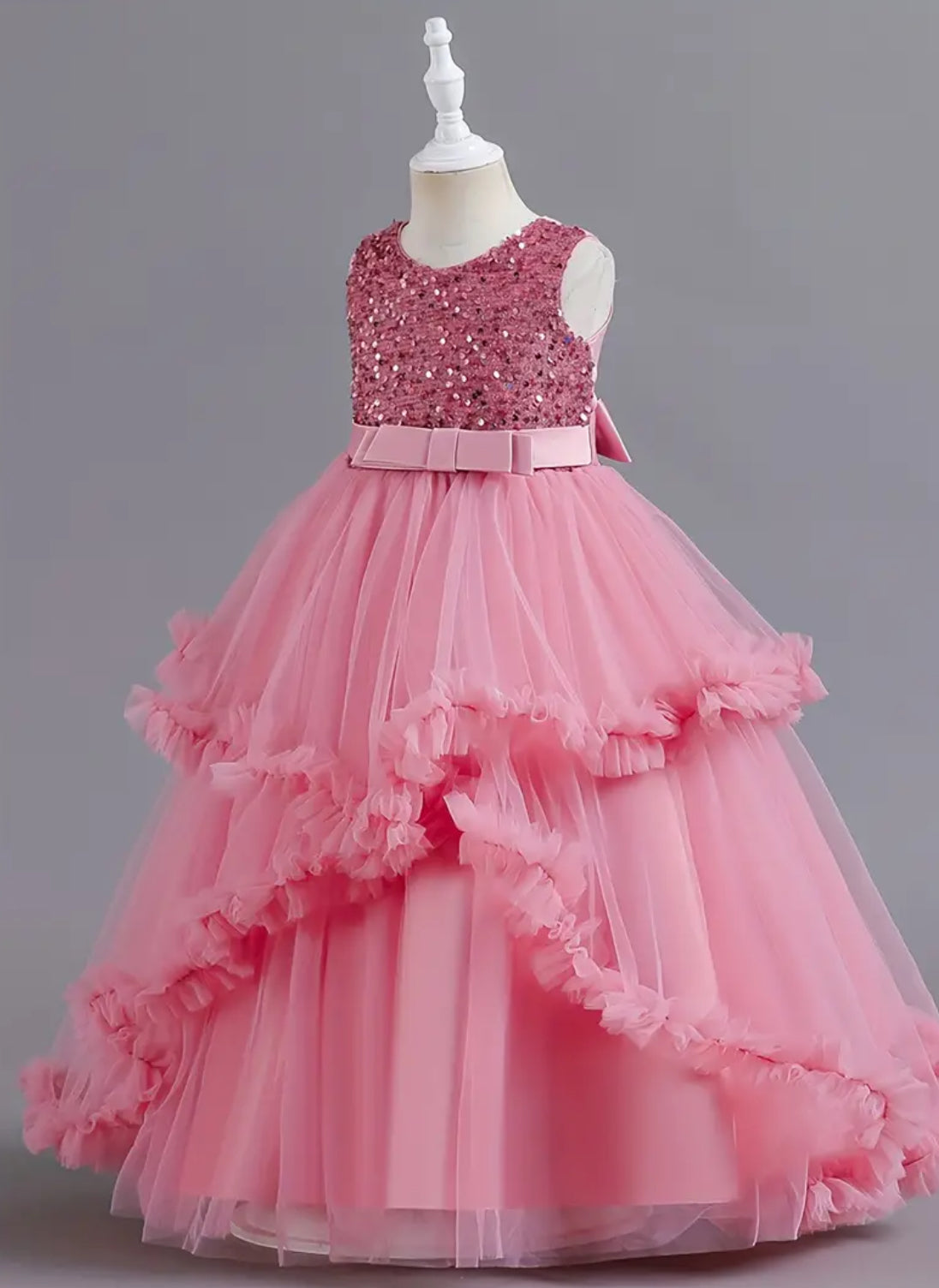 Elegant Ruffle Trim, Sleeveless Mesh Tutu Dress