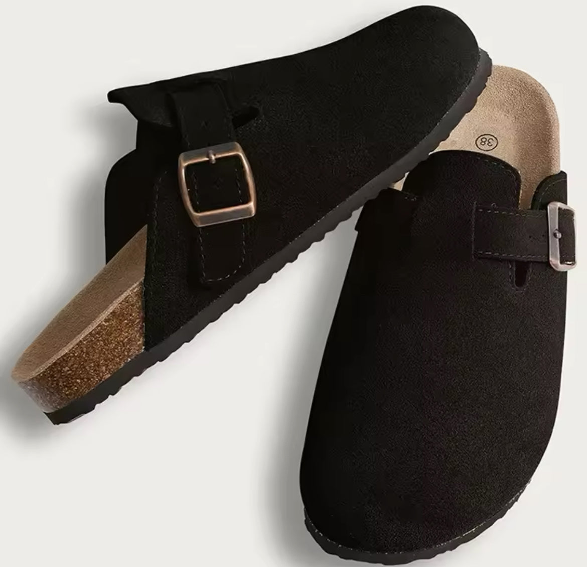 Men’s Cork Leather Mules, Comfort Shoes With Arch Support Indoor- Outdoor