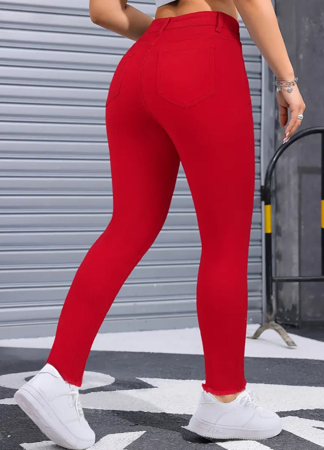 Distressed Red Sexy Zipper Button Closure Ripped Women s Denim Jeans Modish Kids Boutique