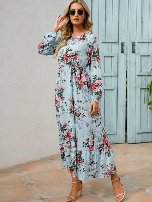 Vestido bohemio de manga larga con estampado floral, colección Posh 💋