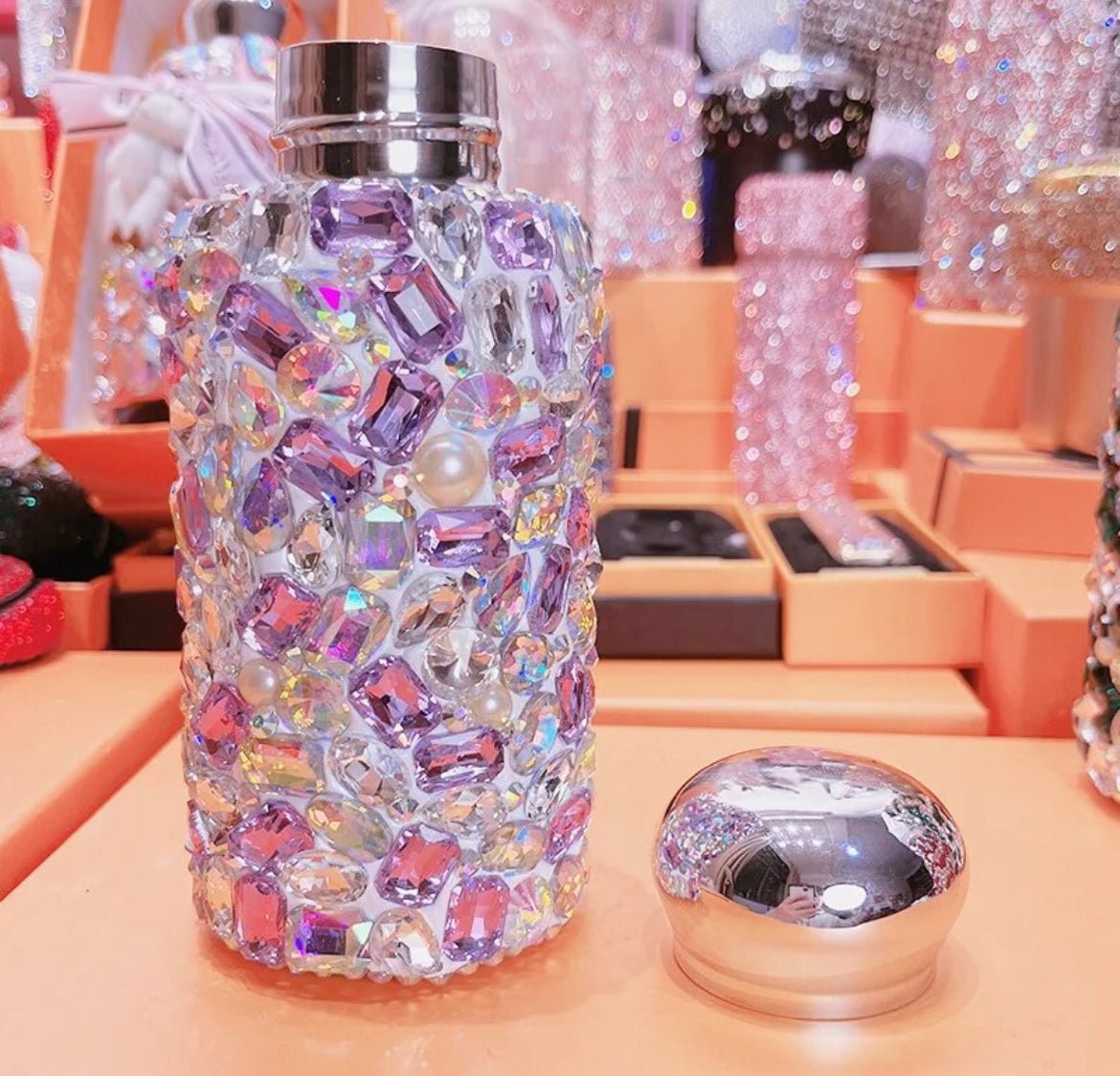 Crystals, 8oz Insulated Water Bottle, Stainless Steel