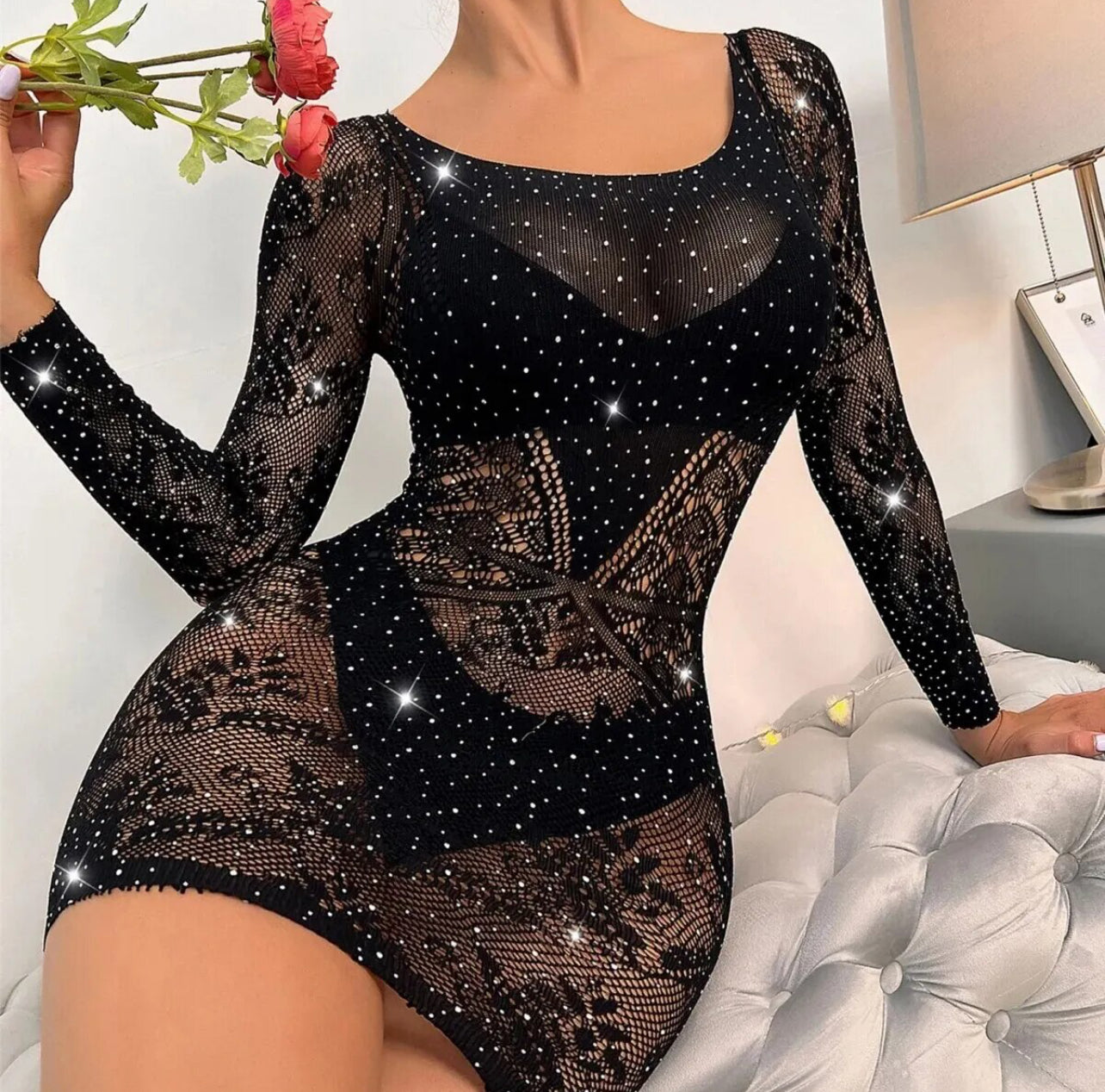 Traje de baño de playa con diamantes de imitación, elegante 💋 Mamás