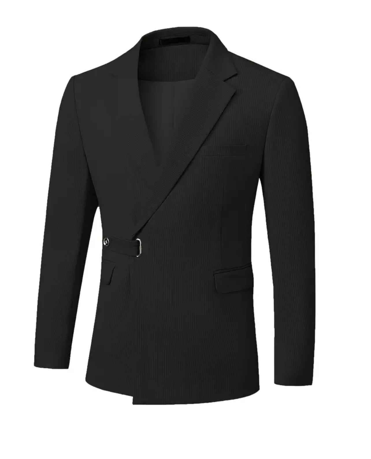 Men's Business V-neck Striped Blazer With Flap Pockets