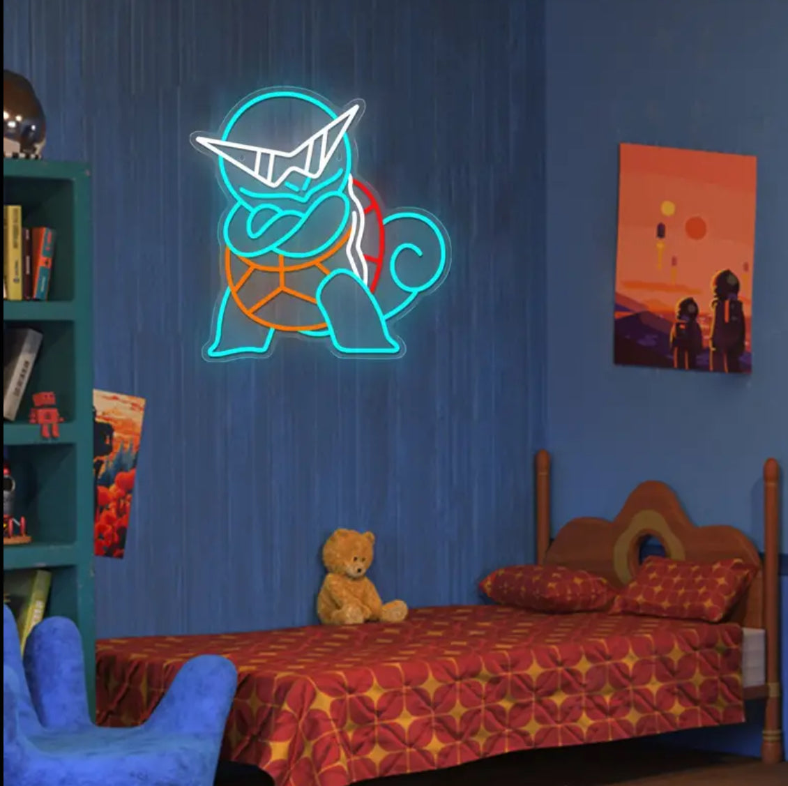 “Cool Pokémon” LED Neon Sign, USB Powered Neon Light with Switch Control, Non-Dimmable One Color Metal Finish - No Battery Required