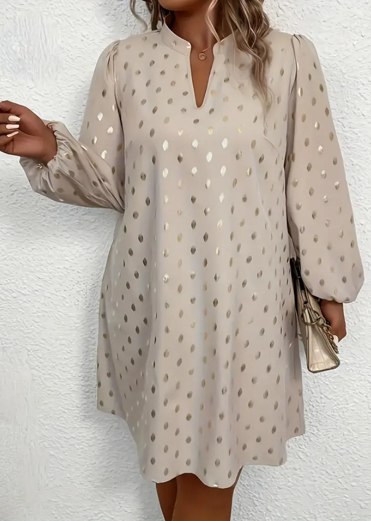 “Chic Polka Dot Dress” Flowy Long Sleeves, Timeless Style, Up To 5XL