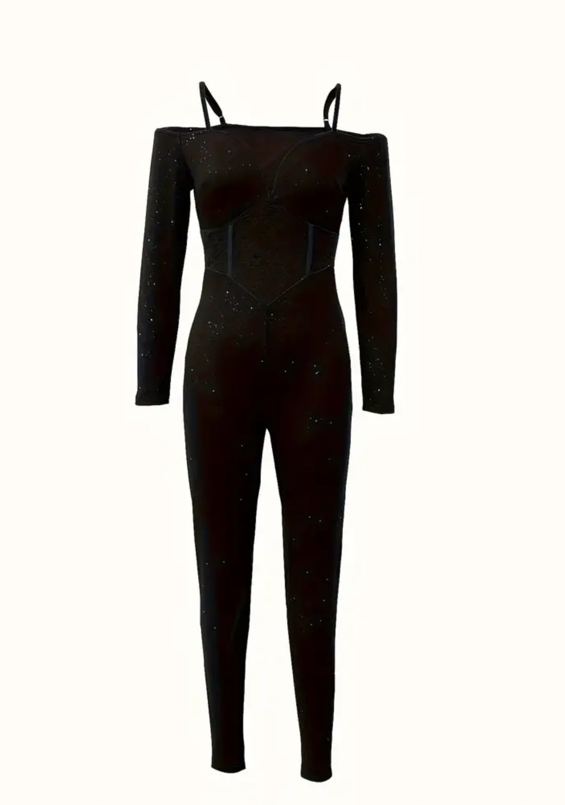 “Sexy Sequin” Skinny Leg Jumpsuit, Long Sleeve, One-Piece Women’s