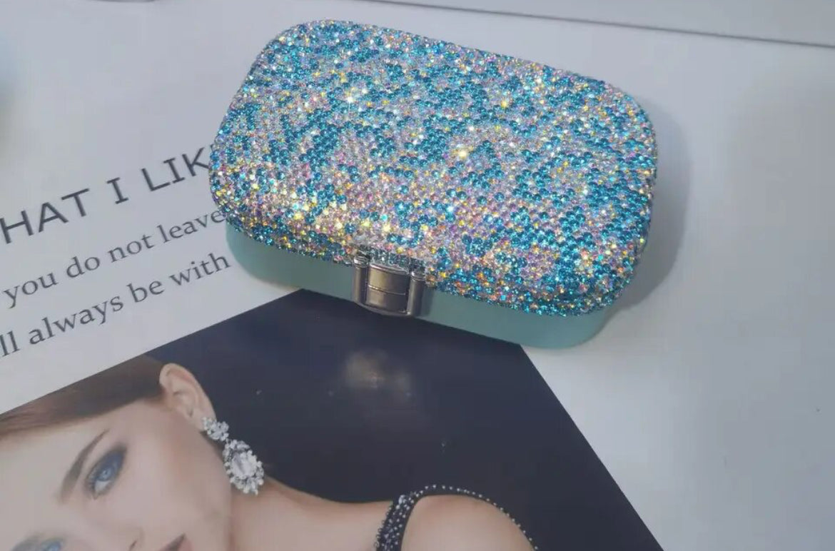 Luxury Rhinestones Jewelry Box, Portable