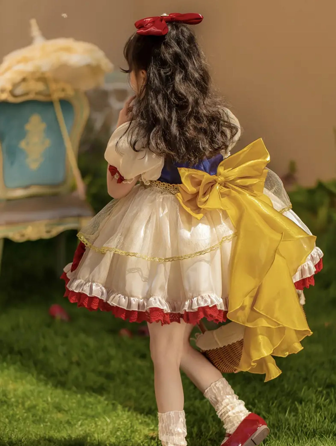 Vestido de princesa de cuento de hadas para niñas, Blancanieves 🍎