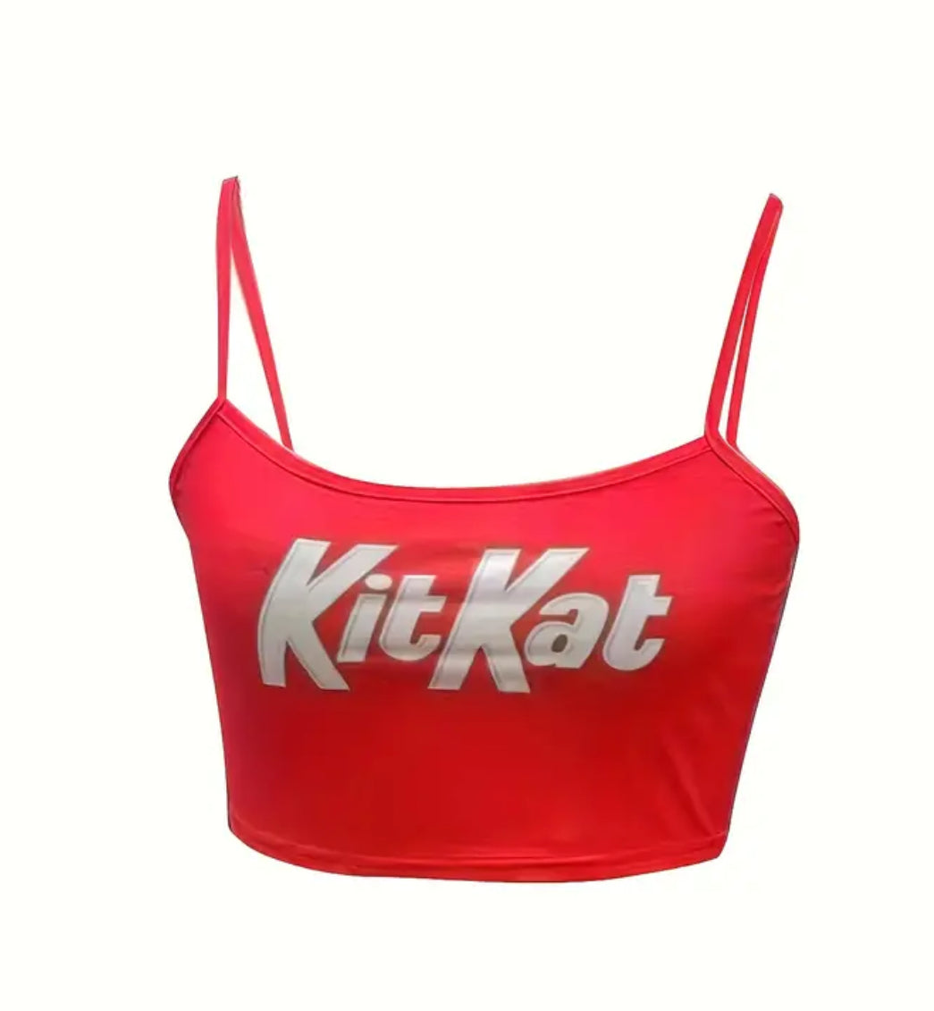 "KitKat" Cami Top, Casual Pa mëngë, Koleksioni i viteve '80