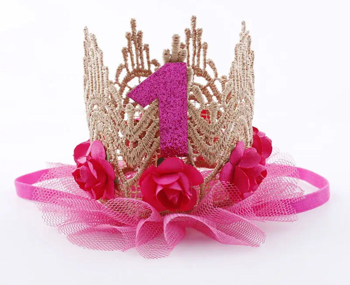 1st Birthday Crown, Flower Princess Headband