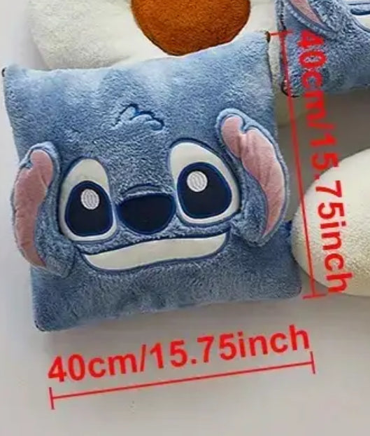 “Stitch Pillow & Blanket” 2-in-1, Portable Quilt & Sleeping Pillows