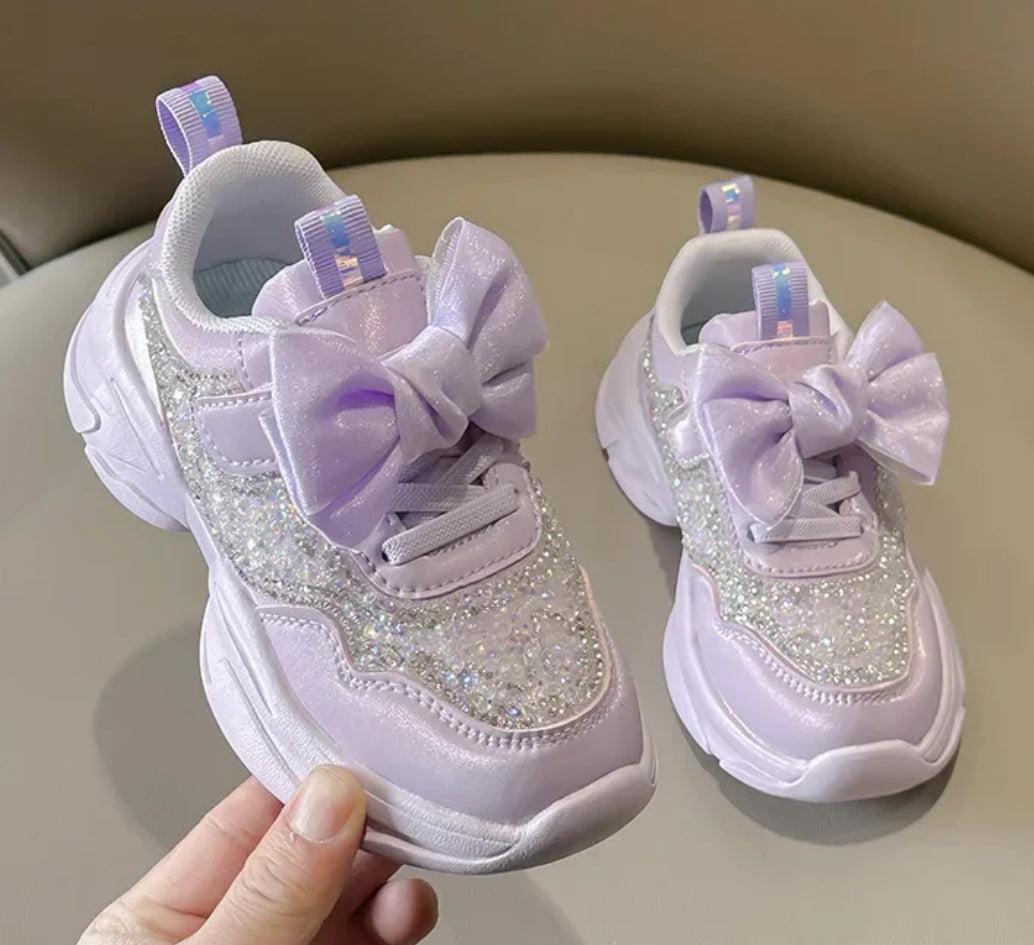 Zapatillas deportivas para correr con lazo de diamantes de imitación para niñas 2024