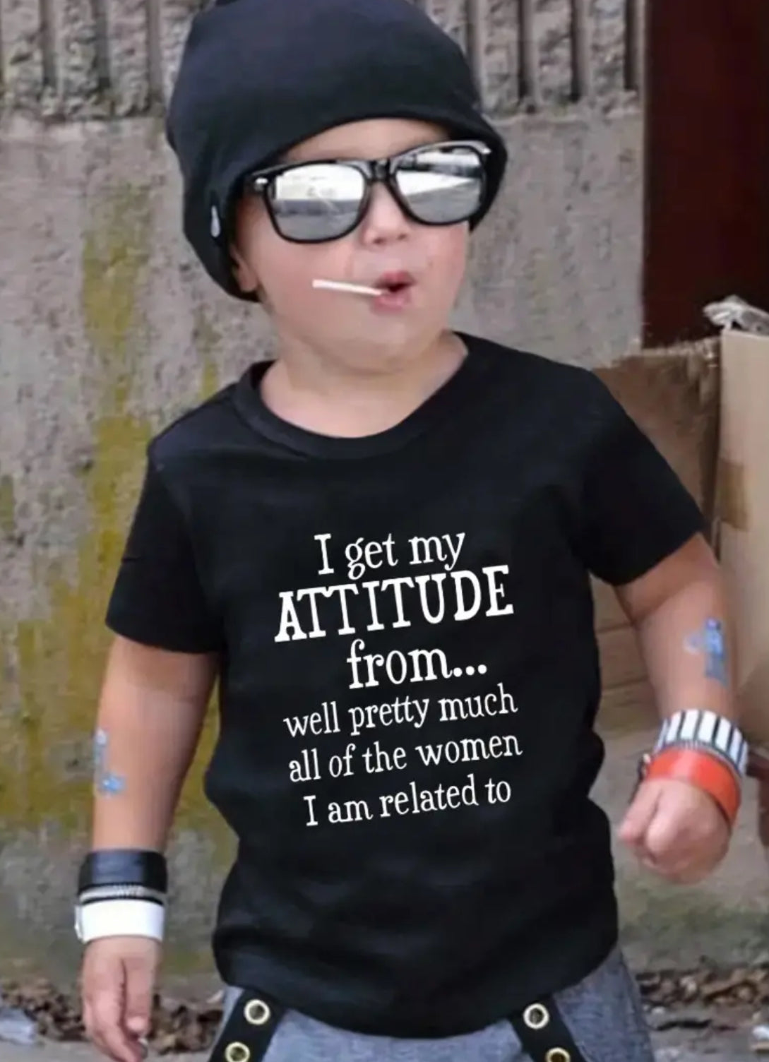 “Attitude” Boy's Creative T-shirt, Casual Comfortable, Short Sleeve, Crew Neck