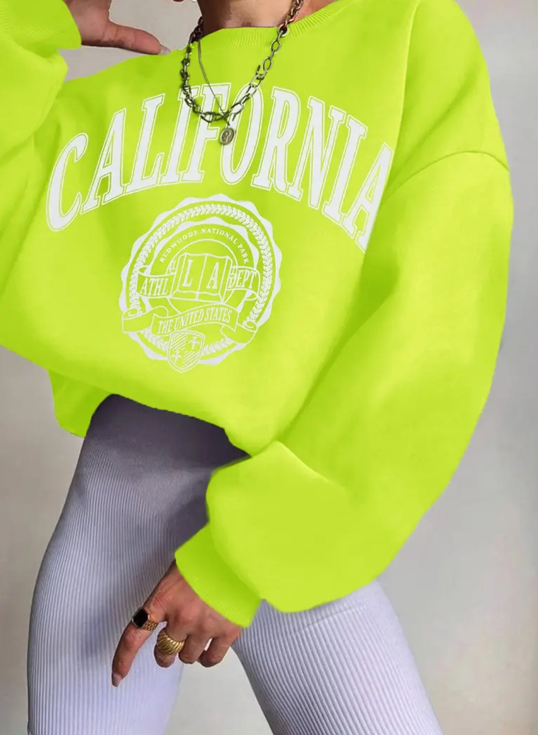 “Neon U California” Chic Sweatshirt - Soft, Cozy Long Sleeve Crew Neck Design