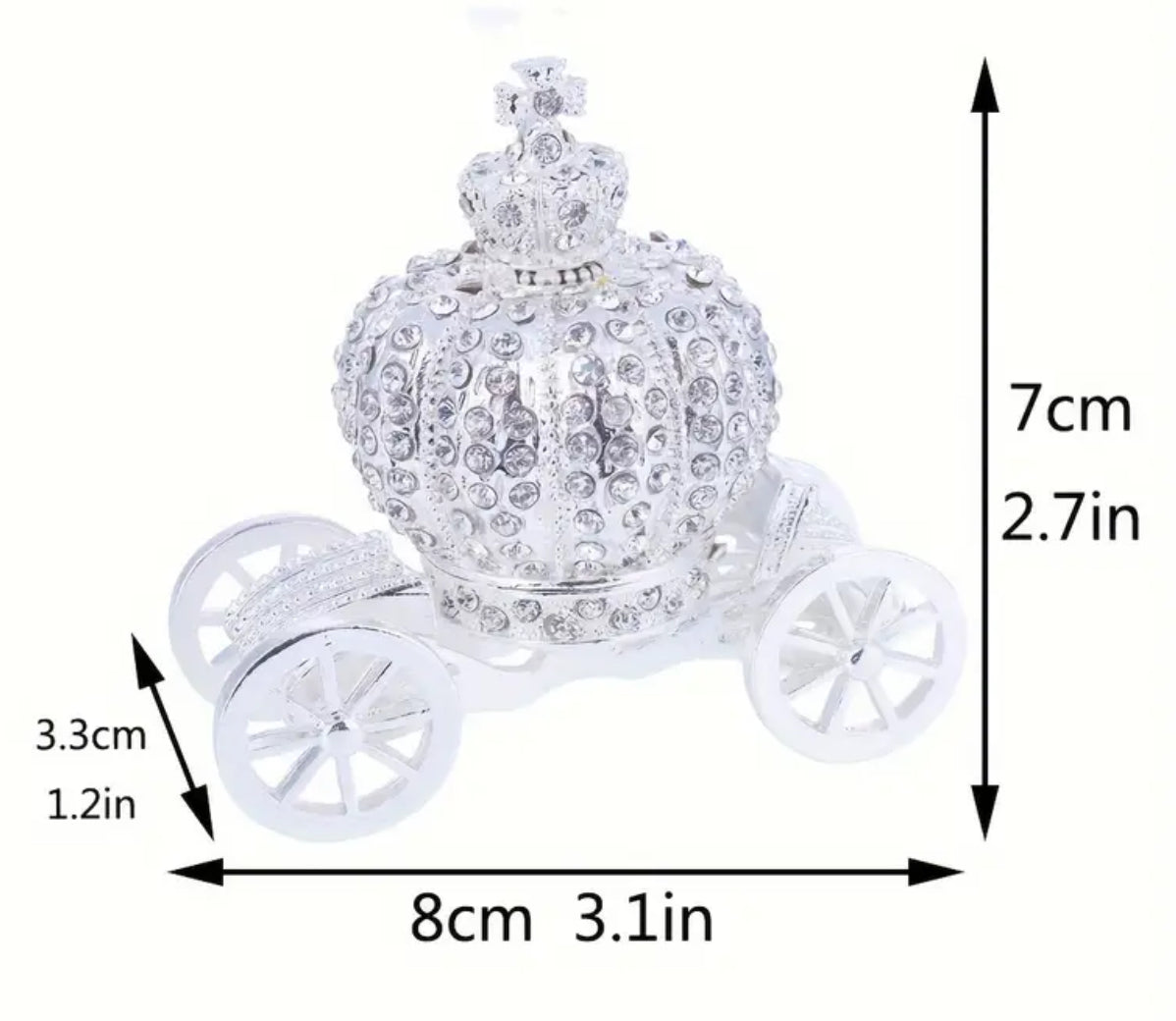 H&D HYALINE & DORA Hand Painted Crown Carriage Trinket Box with Elegant Crystals, Collectible Figurine