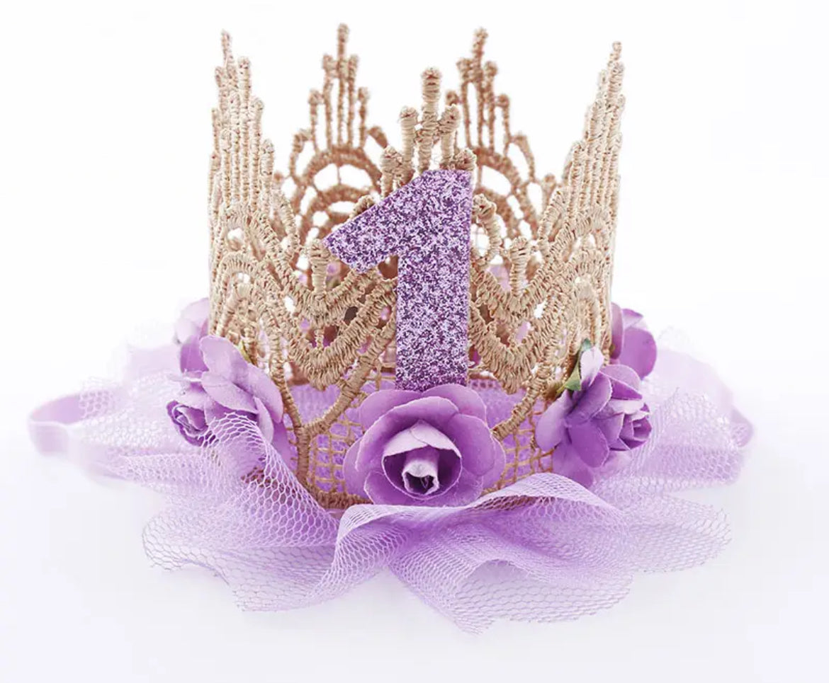 1st Birthday Crown, Flower Princess Headband