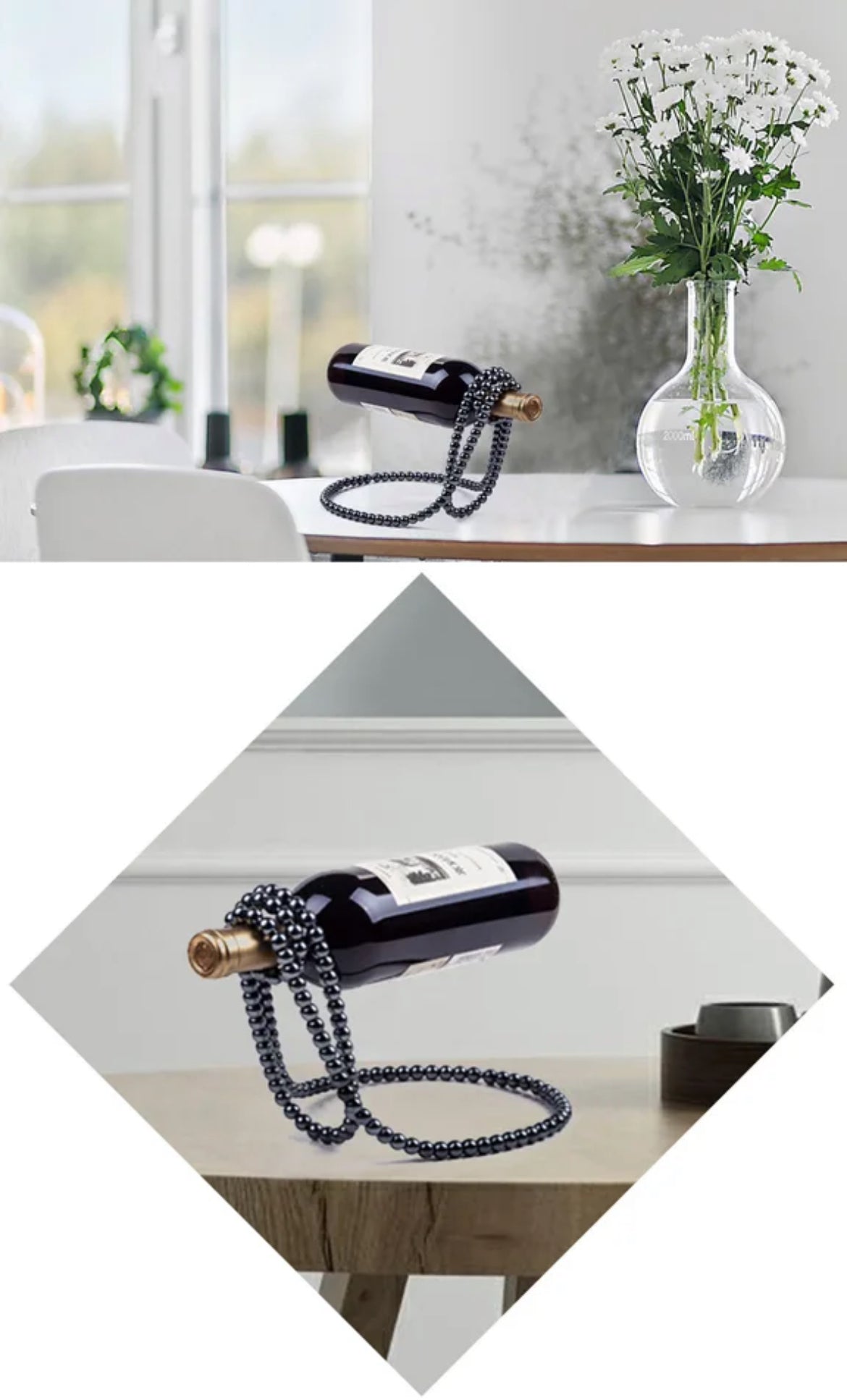 Creative Pearl Necklace Wine Rack, Luxury Hanging Suspension Wine Bottle Holder