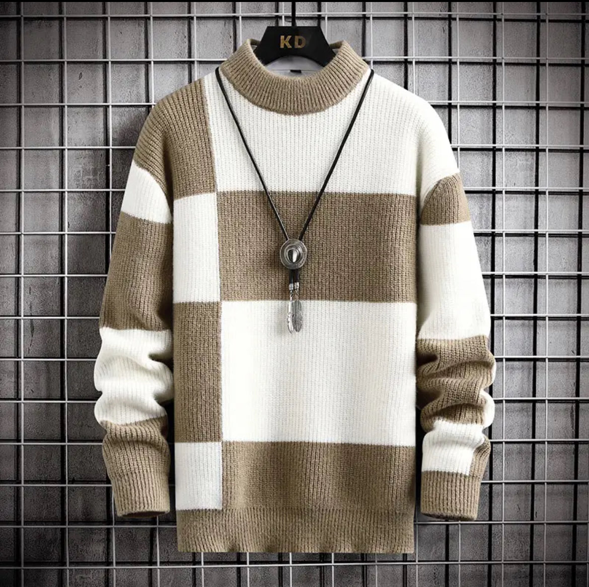 Men Casual Patchwork Color Knitted Pullovers S-3XL