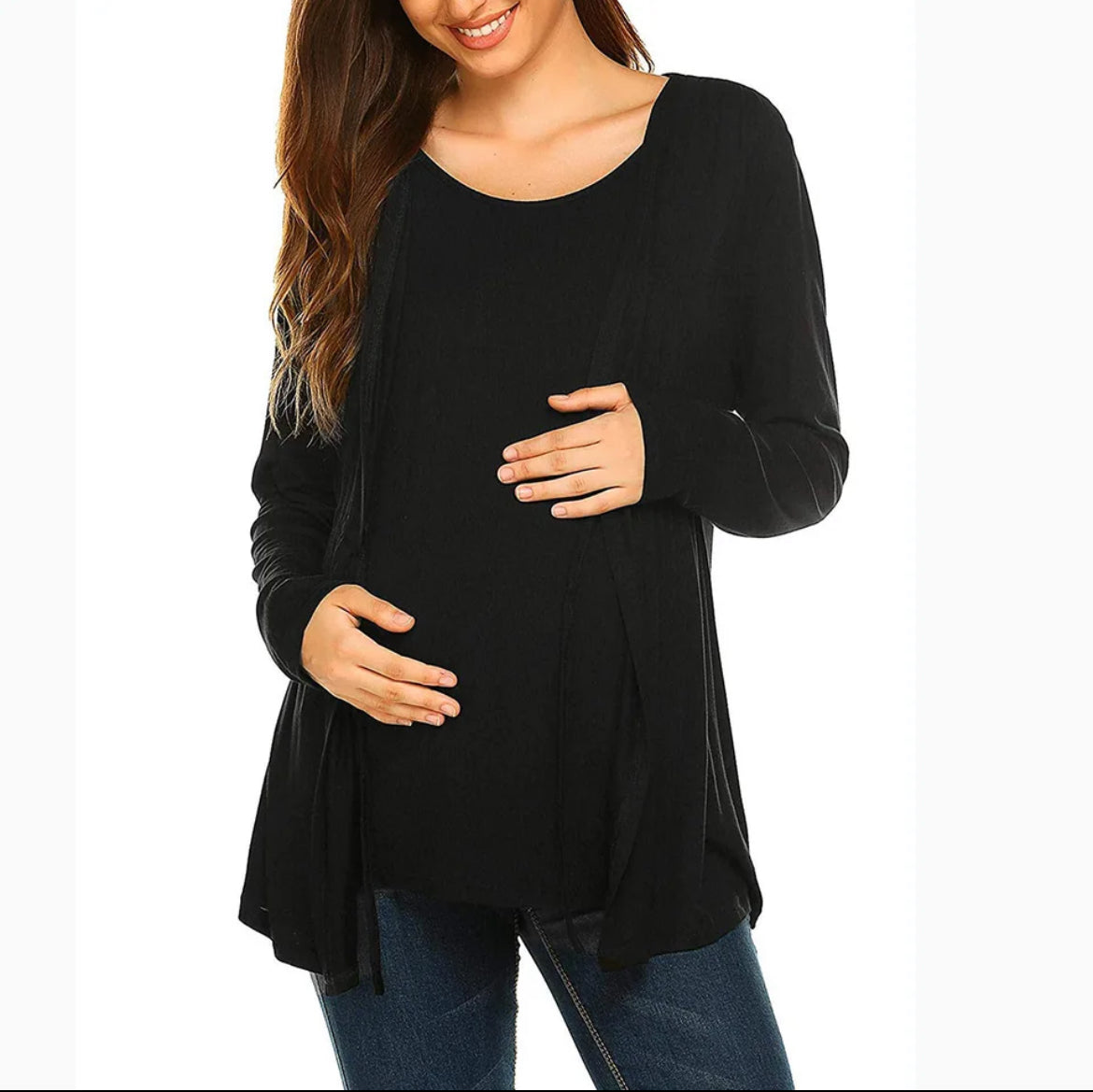 Long Sleeve Round Neck, Lace Up Breastfeeding Top