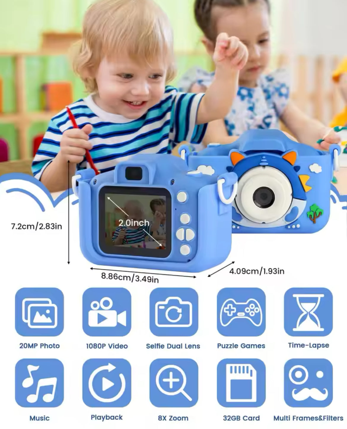 Children’s 1080P HD Digital Camera. With 32G SD Card 🦖🦕