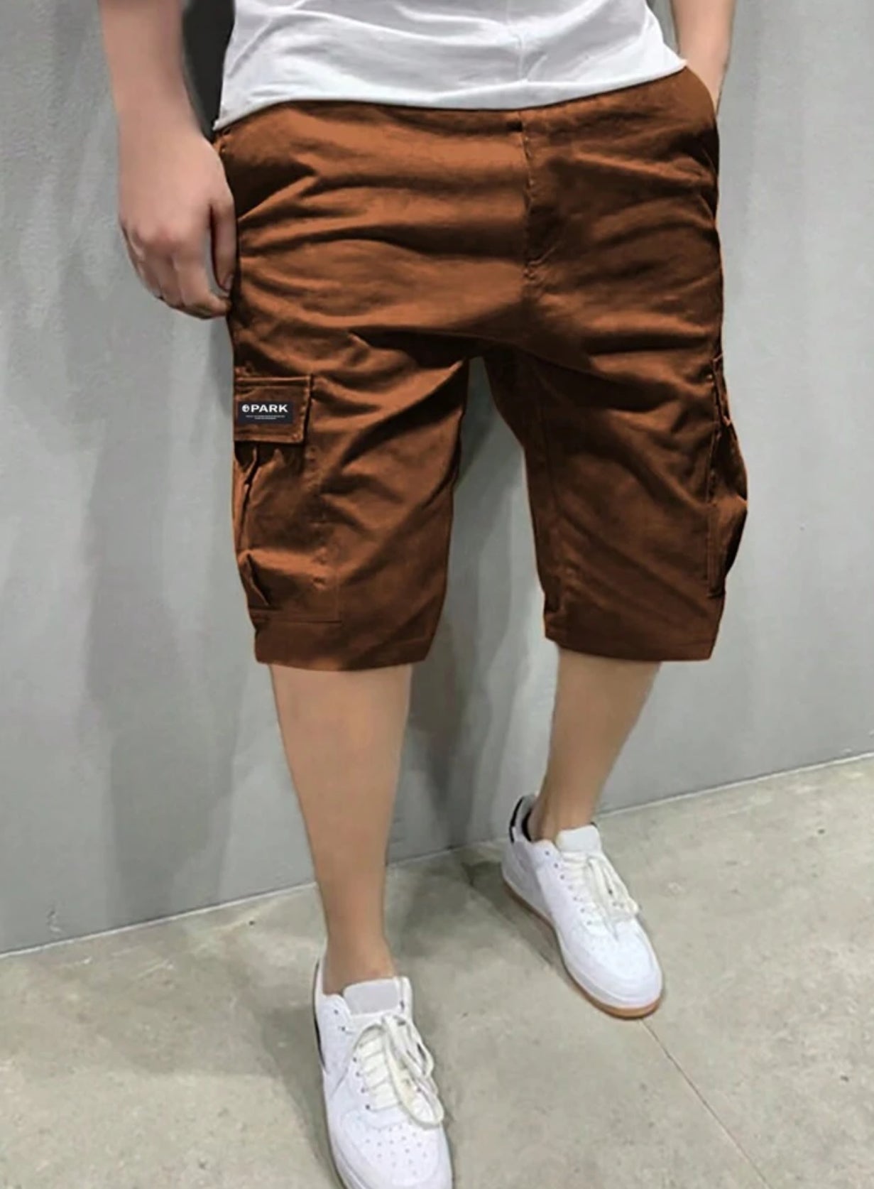 Pantalones cortos con bolsillos y etiqueta tejida inglesa de moda para adolescentes