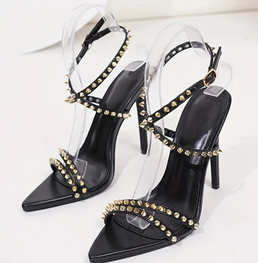 Crisscross Rivet Buckle Strappy High Heels - Women's