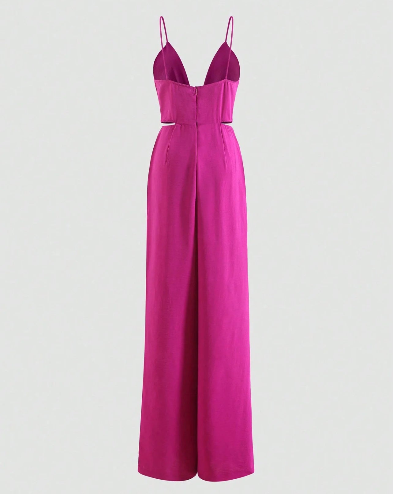 Pleated Wide Leg Jumpsuits,Zipper, Thin Straps