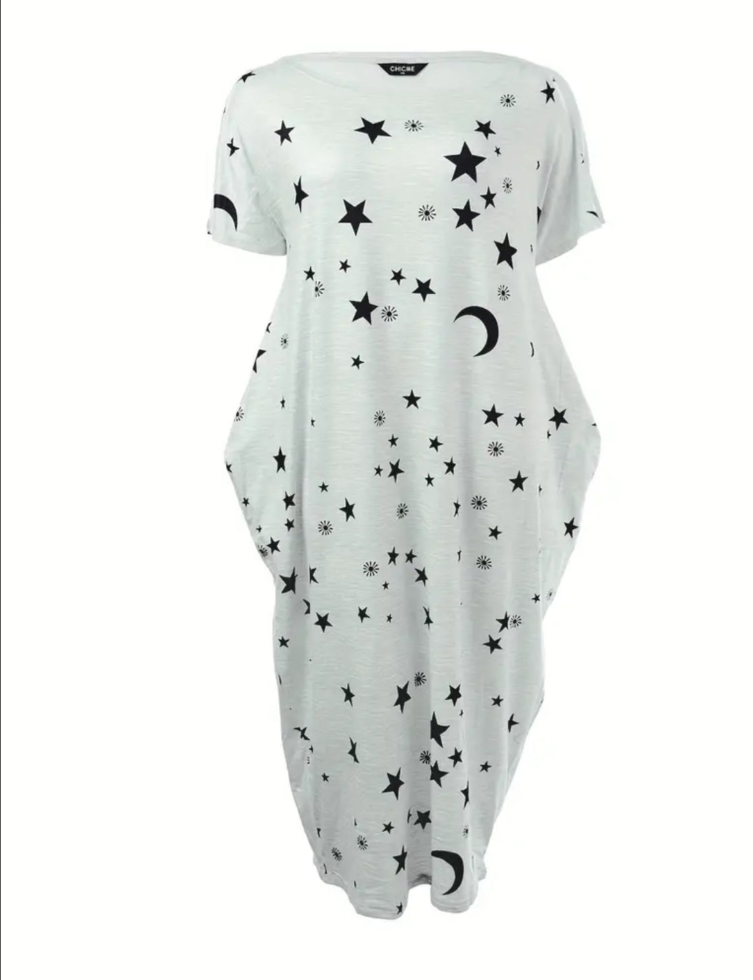 Plus Size, One Shoulder Baggy Sleep Dress With Pockets