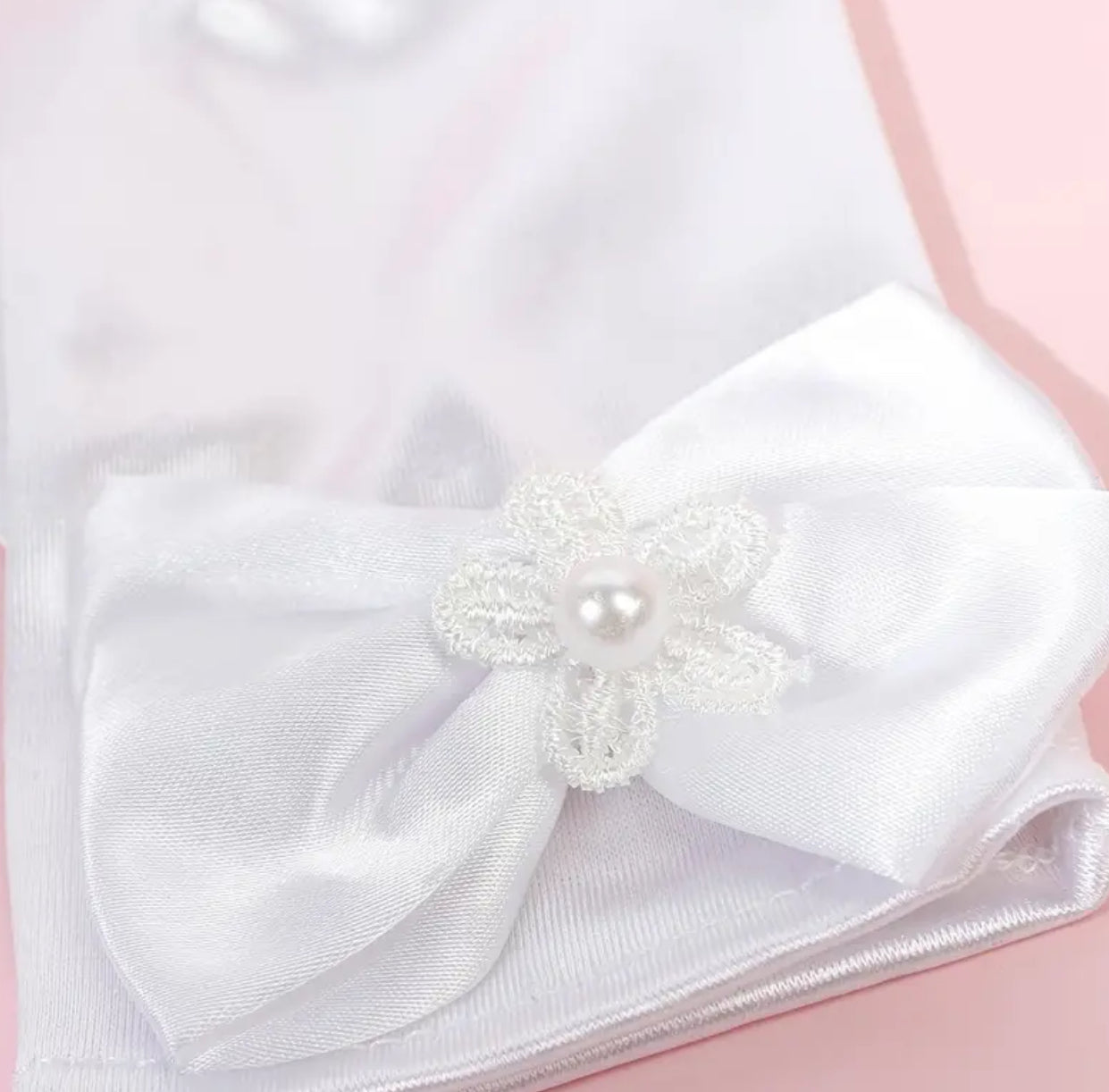 1pair Children's Decorative Bow Satin Flower Girl Gloves