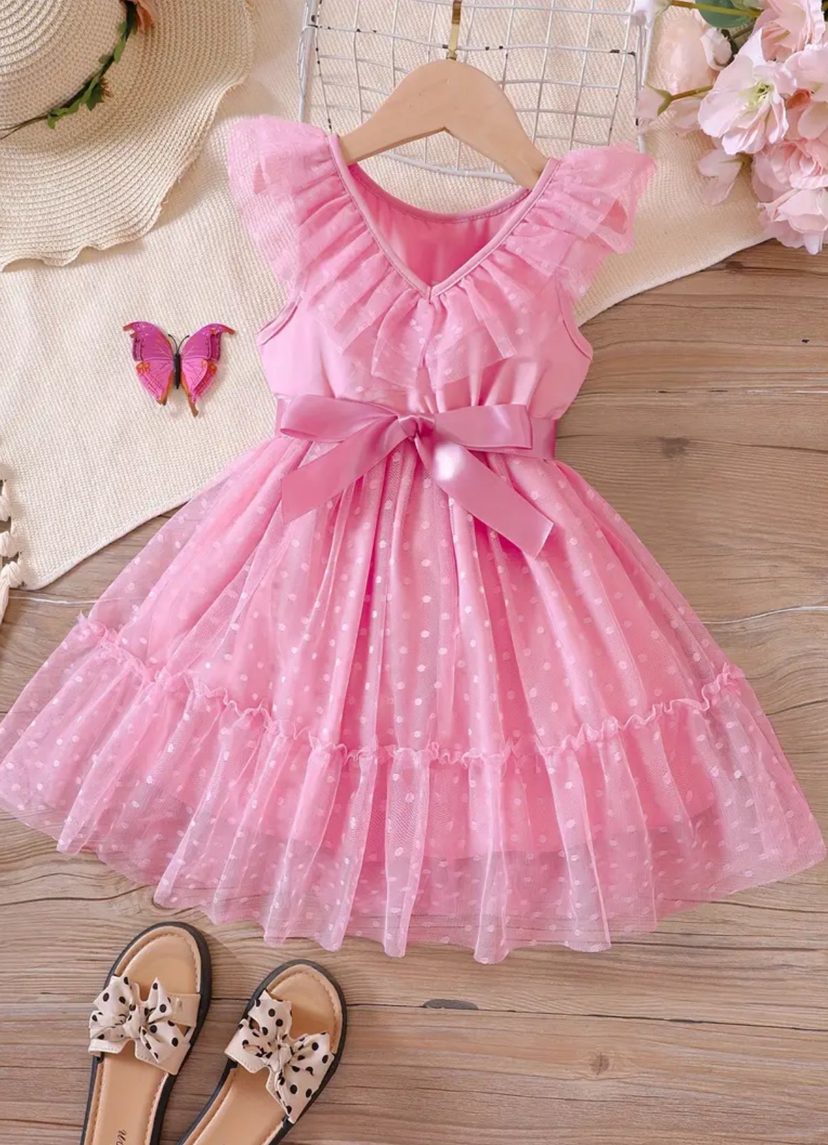 Dots, V Neck Tulle Princess Dresses