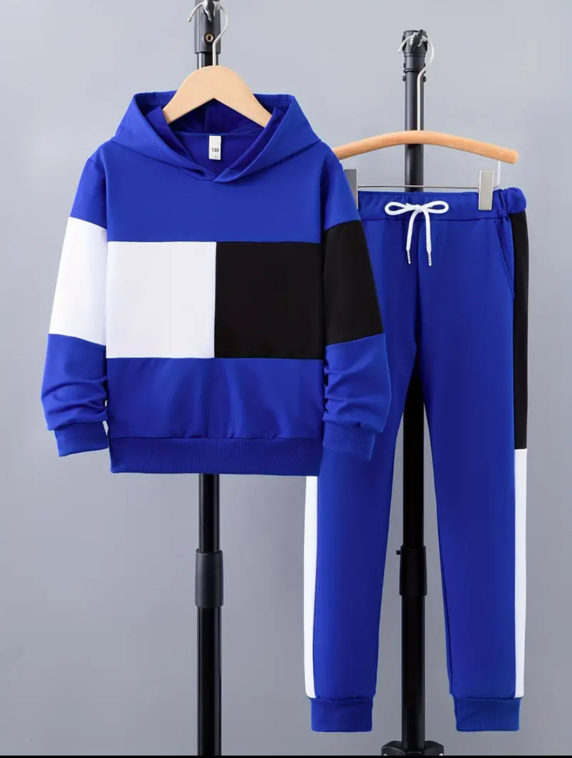 Boy's Trendy 2pcs, Color Block Hoodie & Drawstring Sweatpants Set